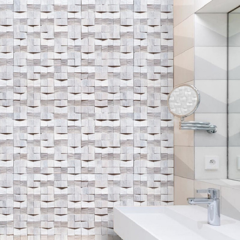 Деревянная мозаика для стен Wood Mosaic Домчик белый