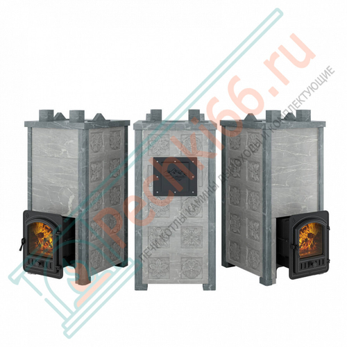 Печь Эверест "Легкий пар Профи" каменка «по-серому», Талькохлорит, S-50 мм, Резная (3 стороны)