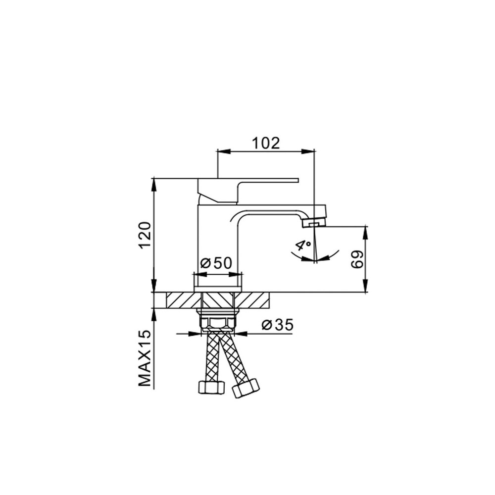 Смеситель для раковины 35к F1041 FRAP б/отв (литой, п/гайку, белый/хром, латунь)