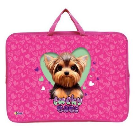 Папка с ручками А3 широкая, Оникс, Lucky dog, ткань, молния