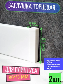 Заглушка торцевая (2 шт.) для плинтуса 80x15 мм