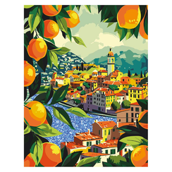 Rəqəmlərlə rəngləmə \  Картина по номерам на холсте с глиттером ТРИ СОВЫ "Средиземноморское побережье", 30*40 sm