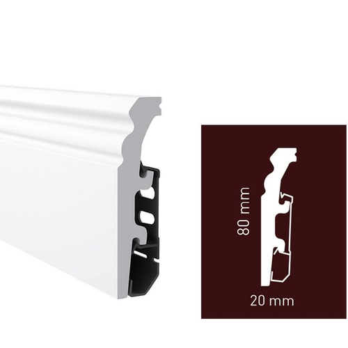 Плинтус дюрополимерный под покраску Arbiton Vega HDPS P0830 Белый 80х20х2400 мм