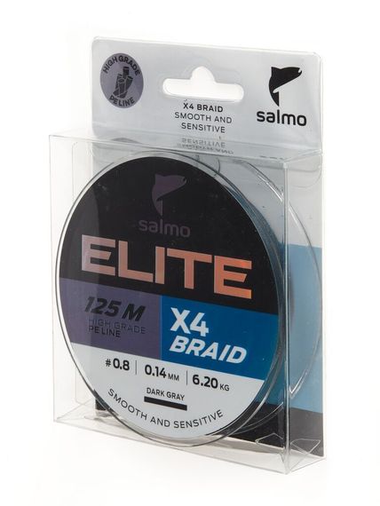 Леска плетёная Salmo Elite х4 BRAID Dark Gray 125 м, 0,14 мм