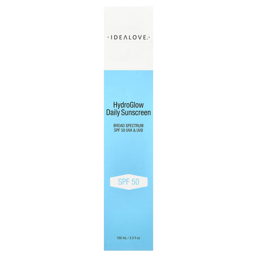 Idealove, Hydro Glow, ежедневный солнцезащитный крем с SPF 50, 100 мл (3,3 жидк. унции)