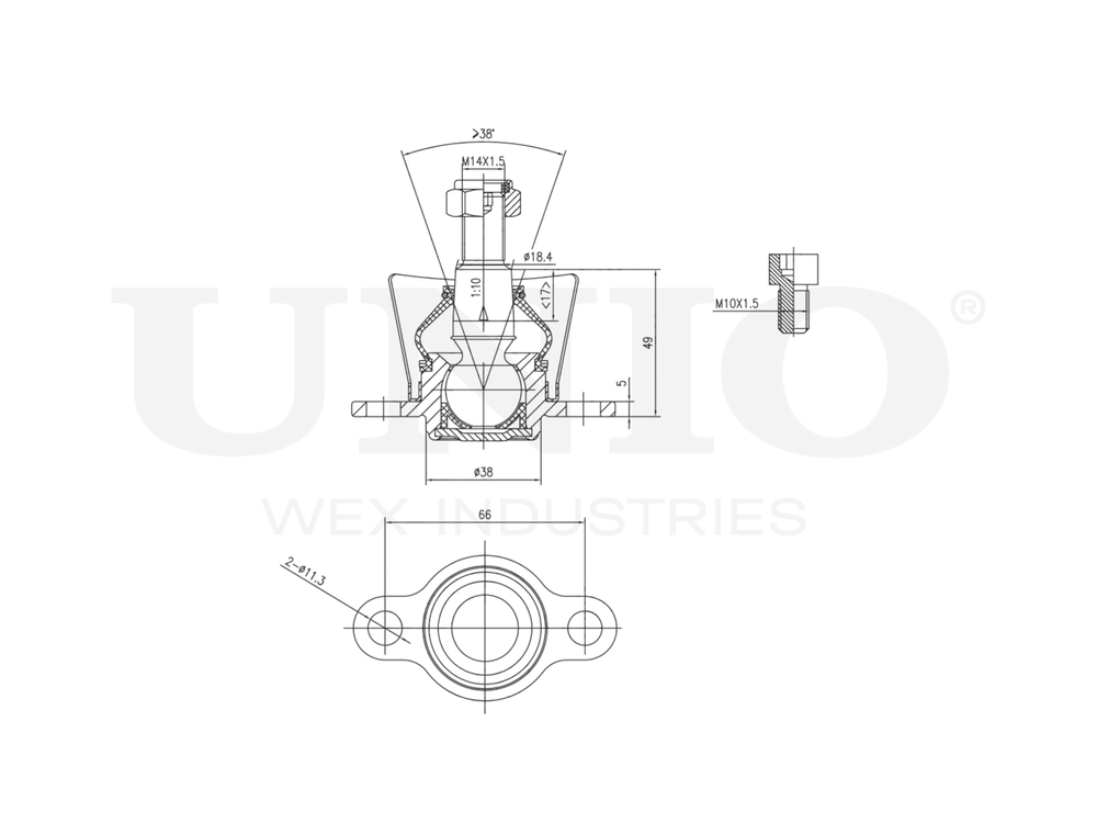 Опора шаровая передняя нижняя UNIO SSP-20054