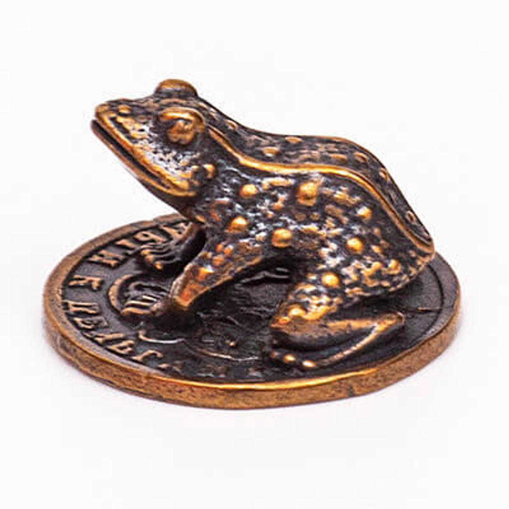 Кошельковая лягушка на монетке денежный талисман 1 см