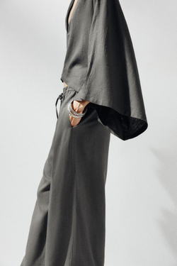 ZARA КИМОНО-НАКИДКА АСИММЕТРИЧНОГО КРОЯ, ТЕМНО-СЕРЫЙ