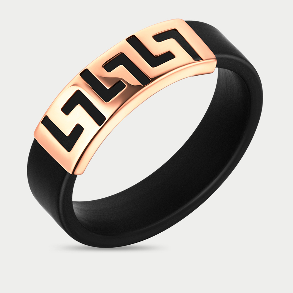 Кольцо для женщин каучуковое со вставкой из розового золота 585 пробы (арт. 10266к)