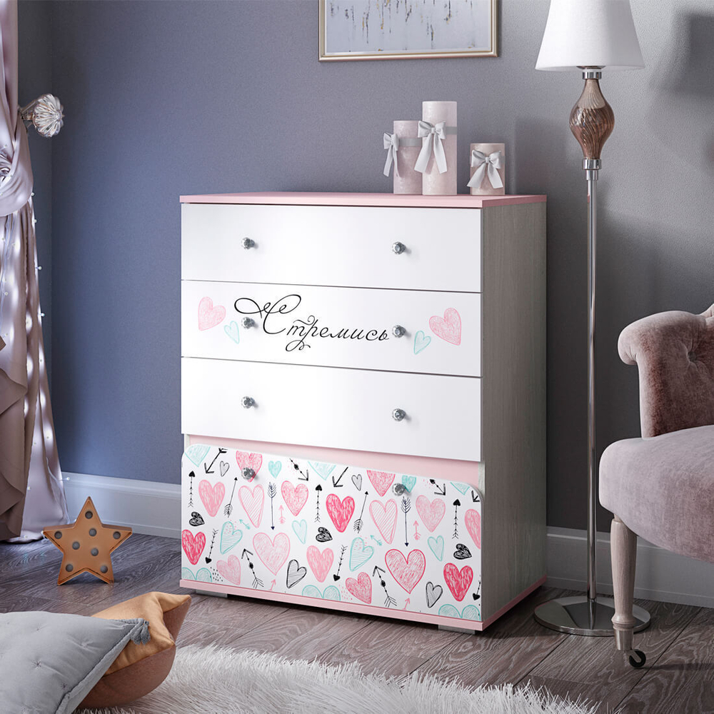 Комод Малибу КМ-08 (ясень белый/айскрим/белый)