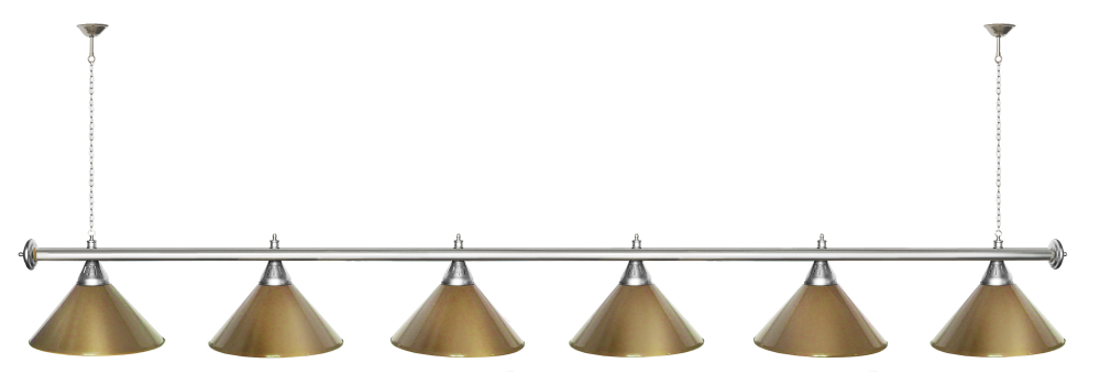 Лампа STARTBILLIARDS 6 пл. (плафоны зеленые,штанга золотая,фурнитура золото)