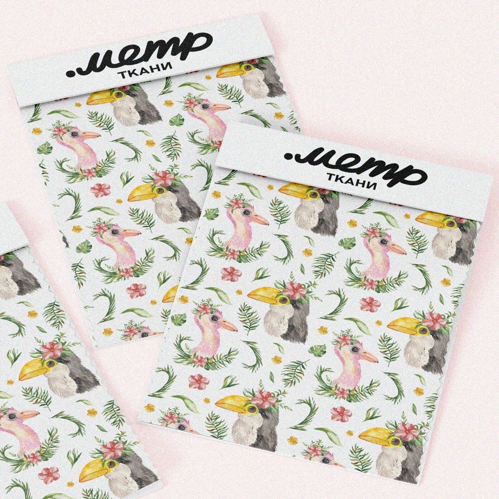 Ткань барби акварельные попугаи