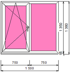 Пластиковое окно 1350 х 1500 ТермА Эко