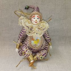 Ёлочная игрушка Гном-Самоцвет парчовый