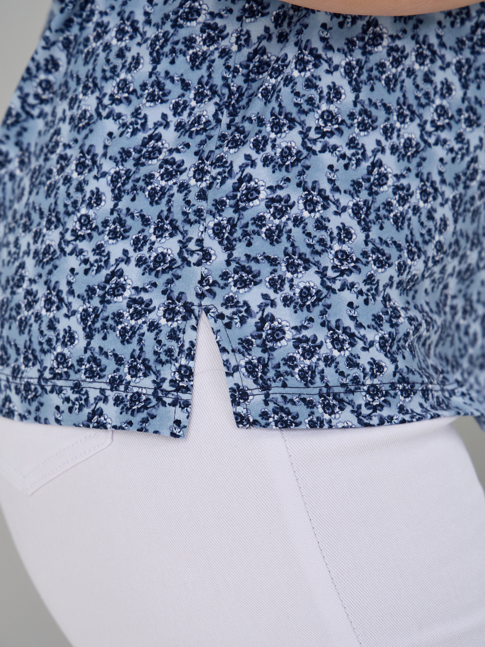 Блузка БЛ-122/голубойтуман-индигоцветы