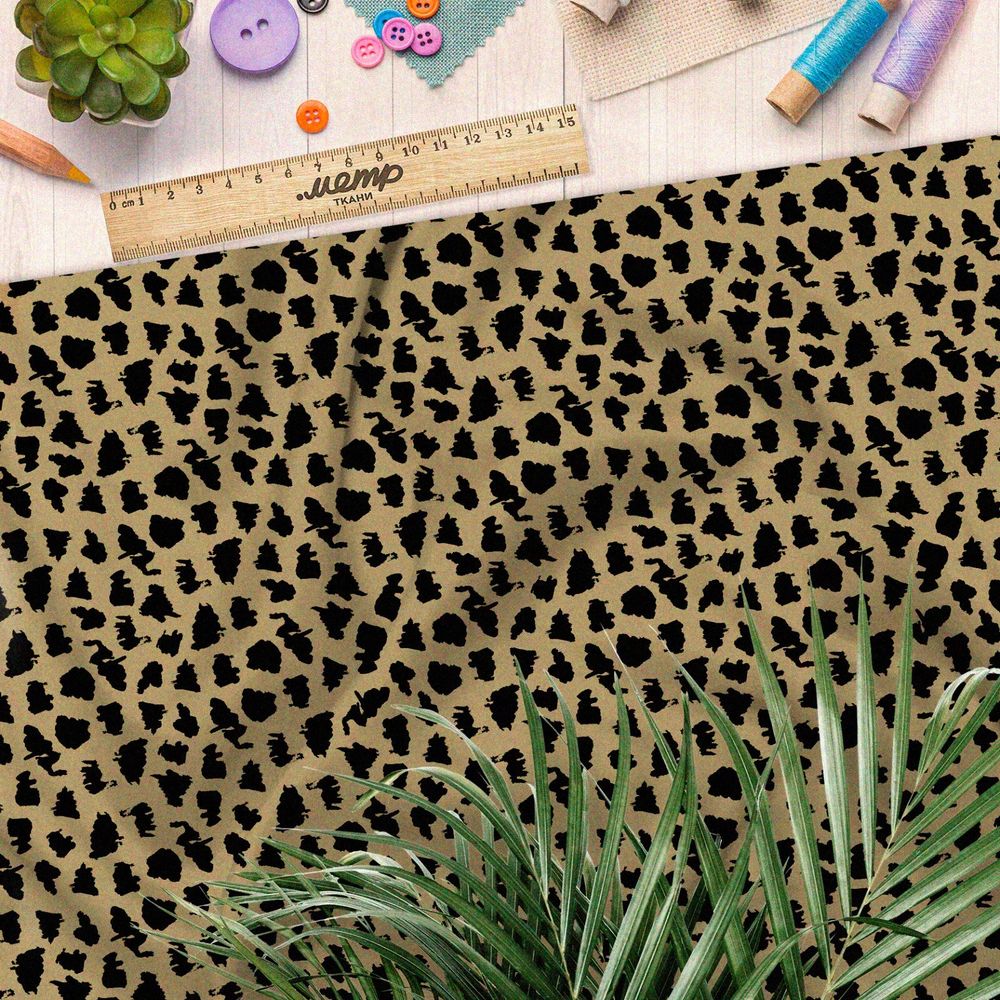 Ткань оксфорд 210 мелкий коричневый гепардный принт