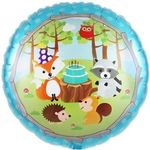 Шар (18"/46 см) Круг, Лесные зверята, Голубой