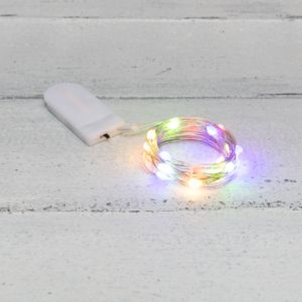Гирлянда светодиодная Роса с крупными каплями 2м, 20LED, МУЛЬТИКОЛОР, IP20, тонкий батарейный блок,