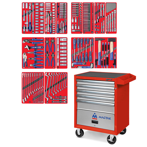 МАСТАК (52-05270R) Набор инструментов "ЛИДЕР" в красной тележке, 270 предметов