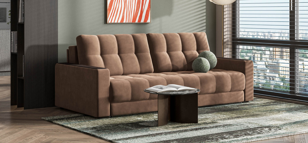 Диван Босс Велюр Монолит мокко