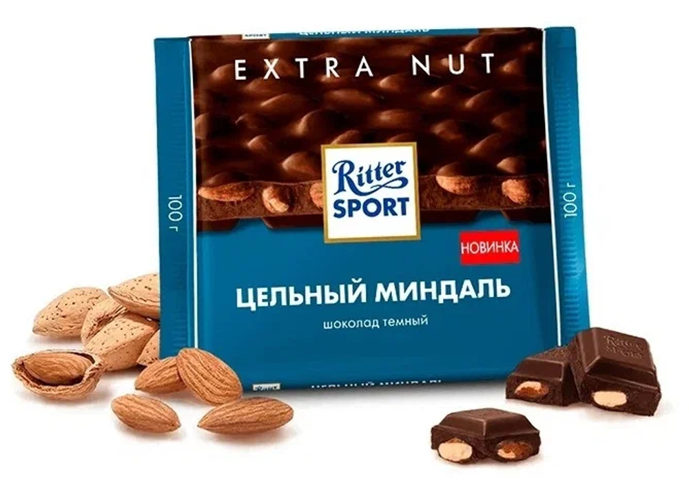 RitterSport Шоколад Темный Цельный Миндаль 100гр