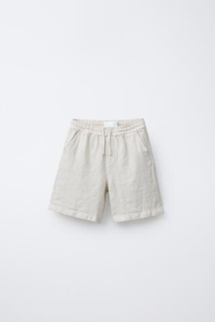 ZARA ШОРТЫ ИЗ 100% ЛЬНА, ПЕСОЧНЫЙ