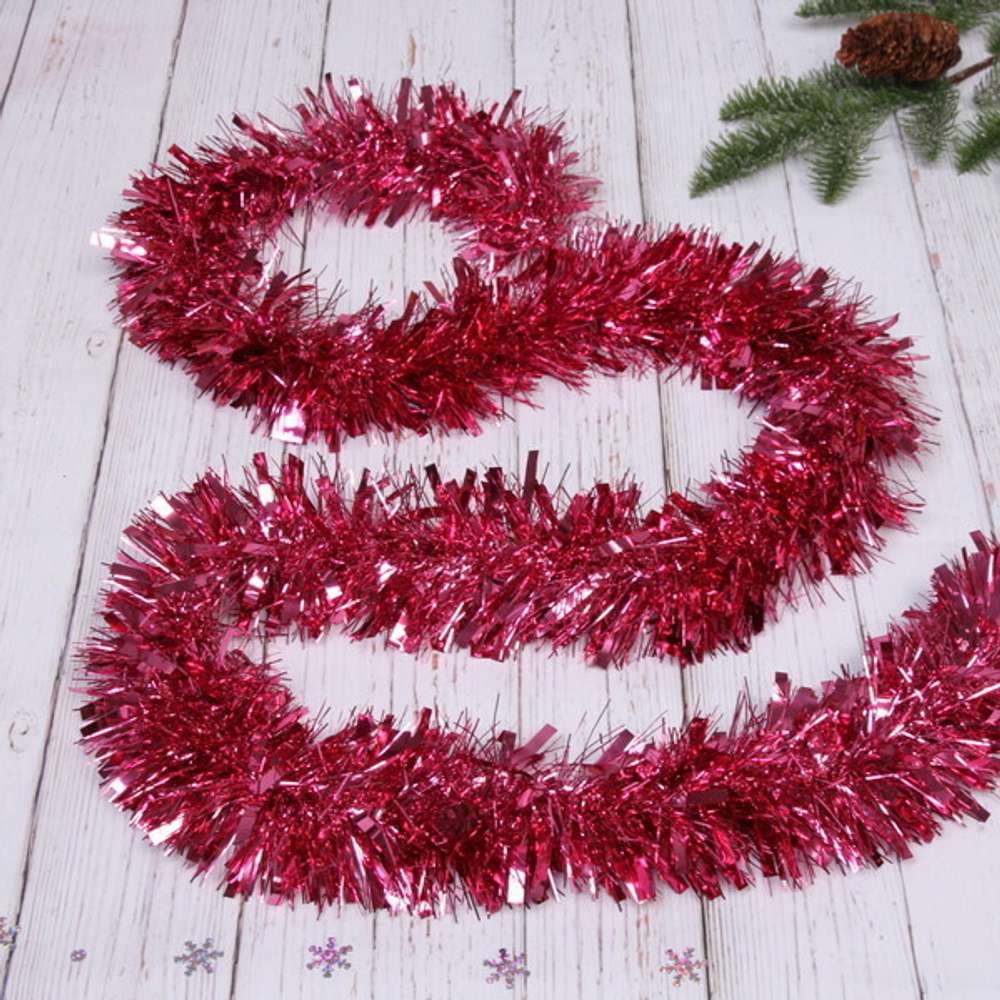 Мишура 2 м 9 см «Праздничное настроение», Малиновый