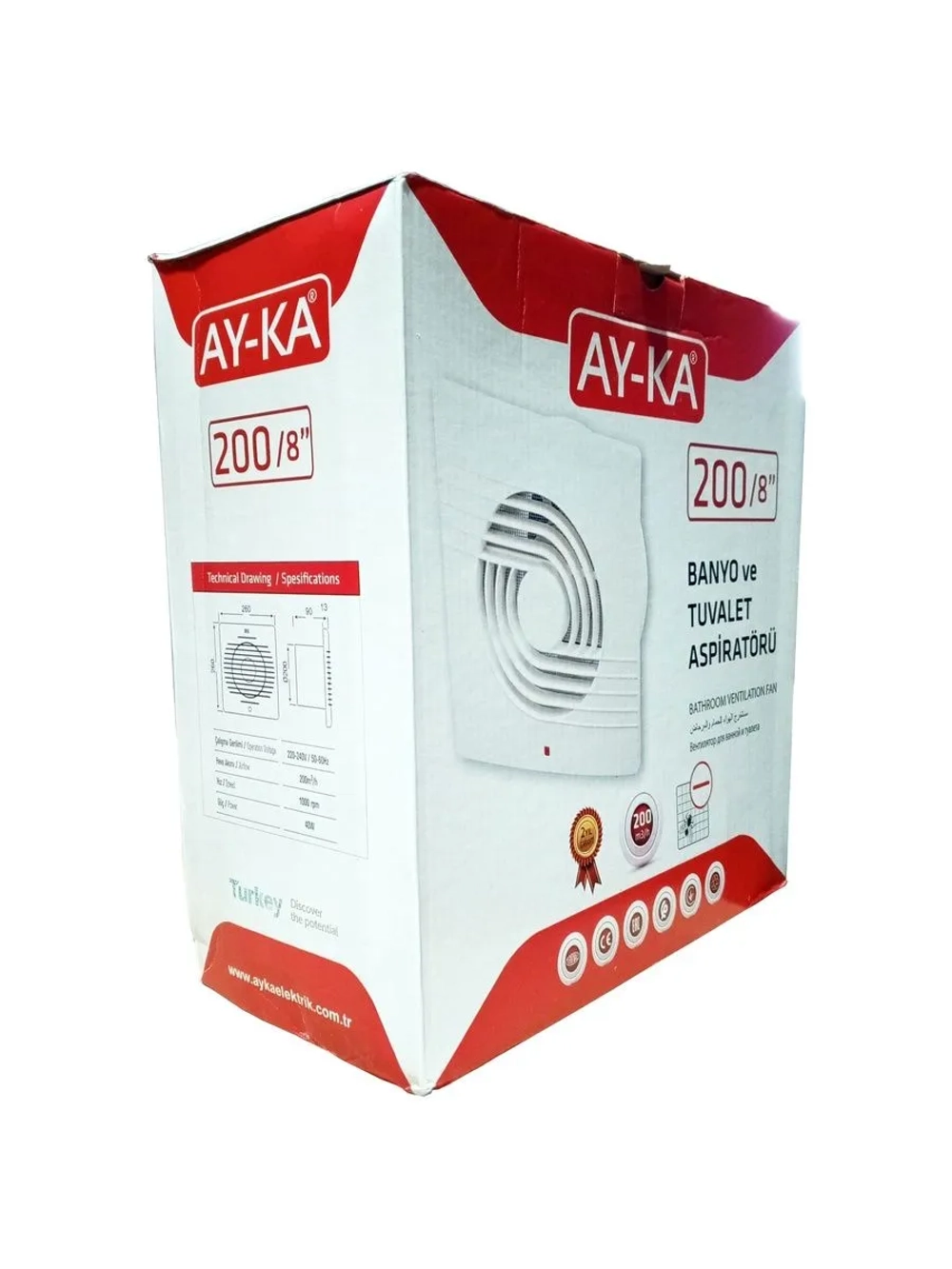 Вентилятор AY-KA диаметр 200 мм, с индикацией, белый 2520200