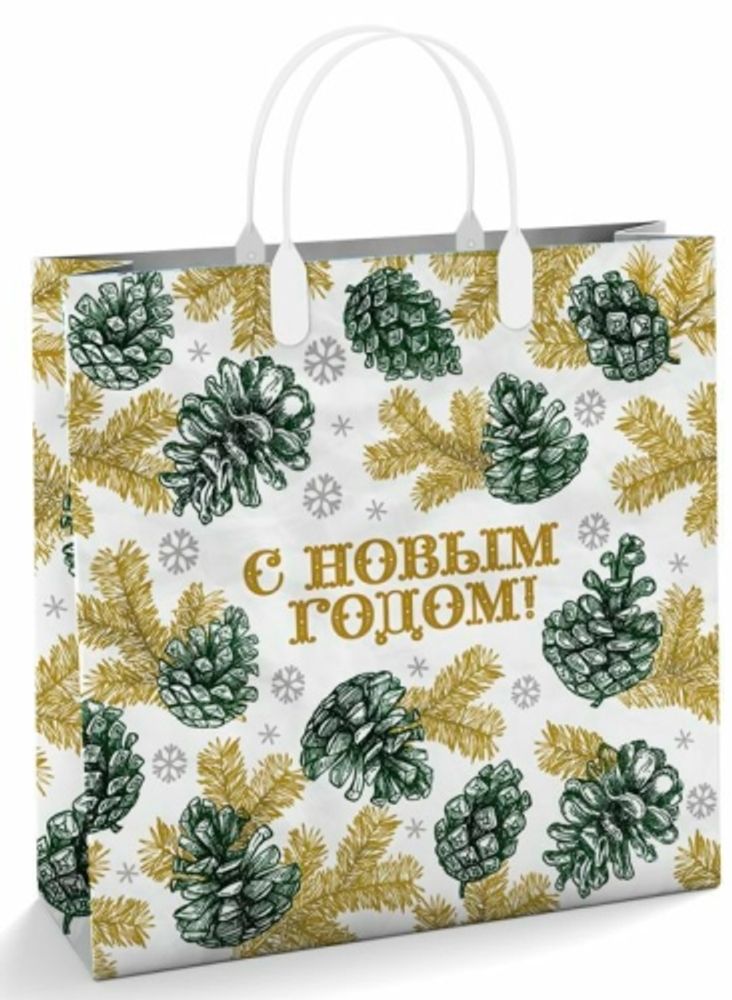 Подарочные пакеты &quot;Белая зима&quot; 30х30+10см 150мкм (1/10шт)