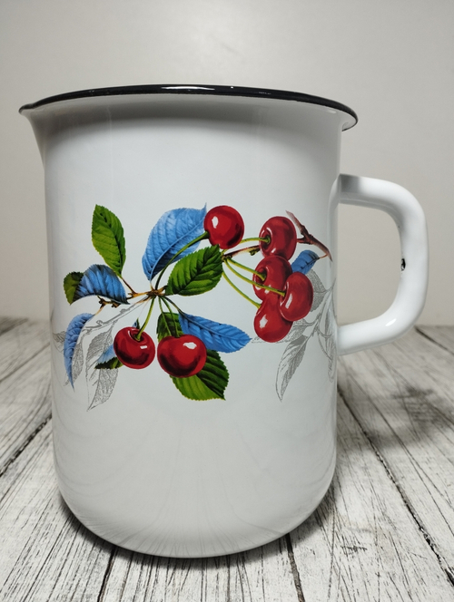 Кувшин 2 л эмаль со сливом с рисунком Черешня 0110-1/4