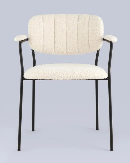 Стул Carol с подлокотниками, белое букле