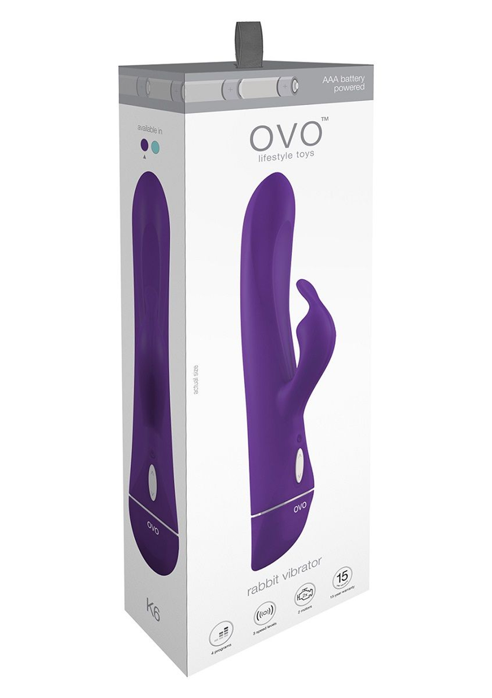 Фиолетовый вибратор OVO K6 с клиторальным стимулятором (Цвет: фиолетовый)