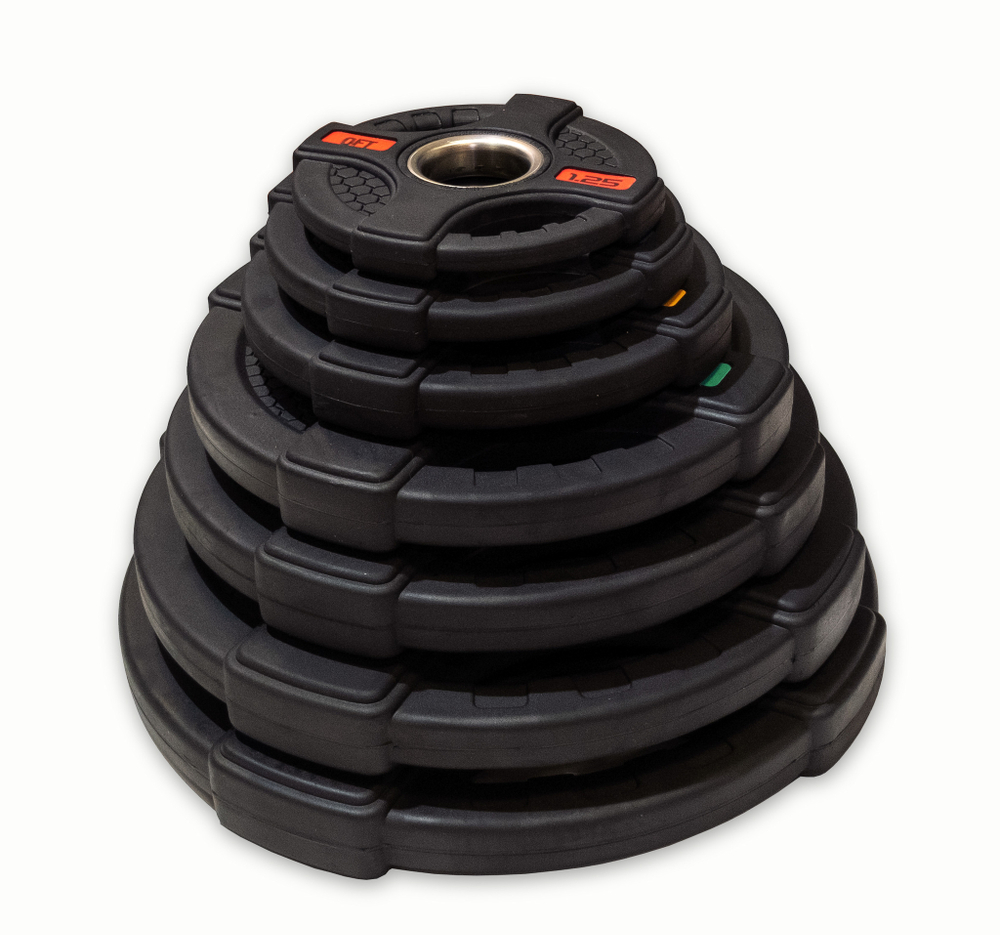 Диск олимпийский обрезиненный черный с двумя хватами 10 кг