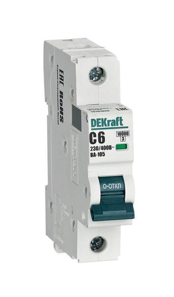 Выключатель автоматический модульный 1п C 6А 10кА ВА-105 DEKraft 13151DEK Выключатель автоматический модульный 1п C 6А 10кА ВА-105 DEKraft 13151DEK