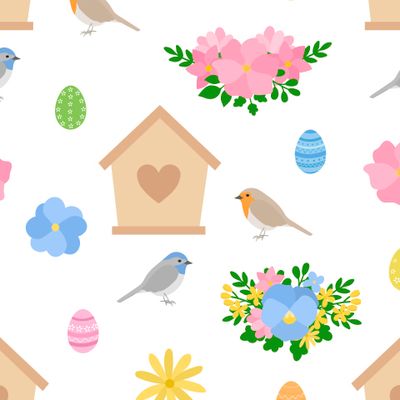 Птички цветы и пасхальные яйца
