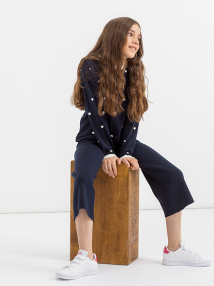 Джемпер синий, молочный для девочки арт. АТ569