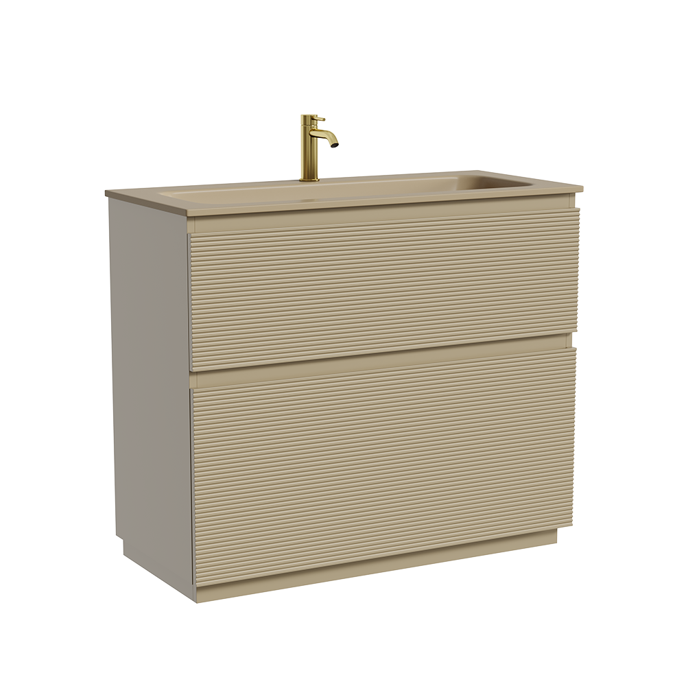 Тумба напольная SANCOS Folk Floor 995х445х850, c двумя ящиками оснащенными доводчиками, Капучино, арт.FL100FCP