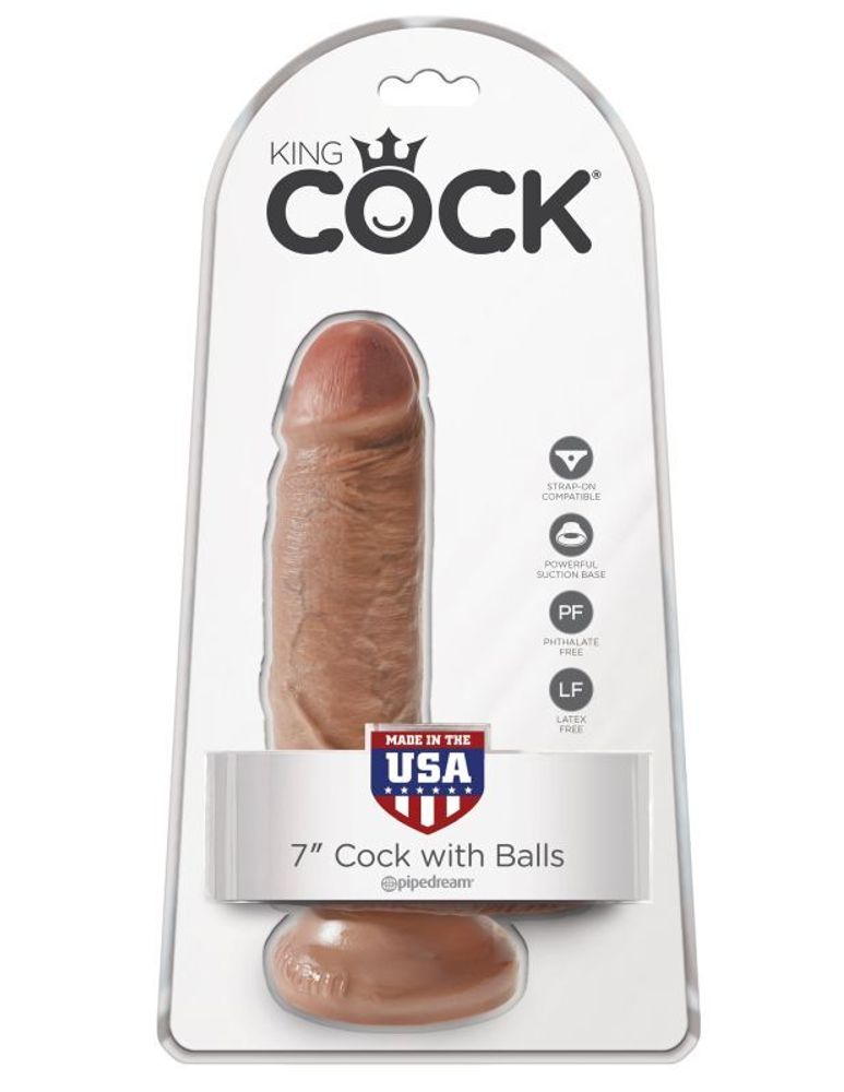 5506-22 PD / Фаллоимитатор на присоске загорелый King Cock 7 Cock with Balls