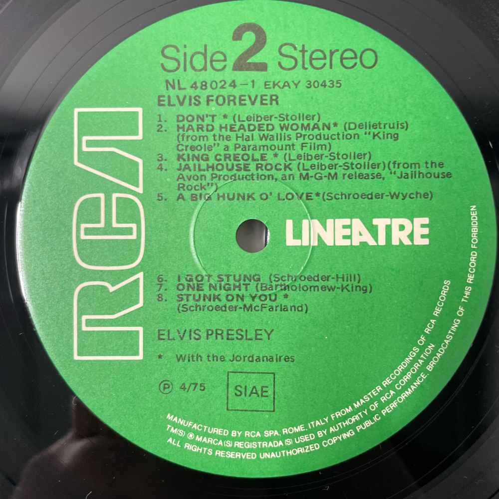 Винтажная виниловая пластинка LP Elvis Presley Элвис Пресли, Elvis Forever (Италия 1975)