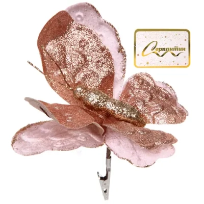 Украшение новогоднее «Бабочка» 17*15 см, Розовое золото