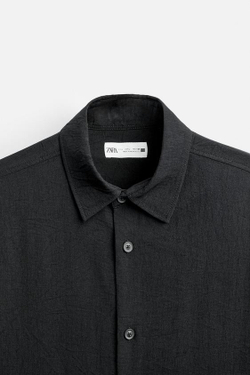 ZARA РУБАШКА С ВОРОТНИКОМ, ЧЕРНЫЙ