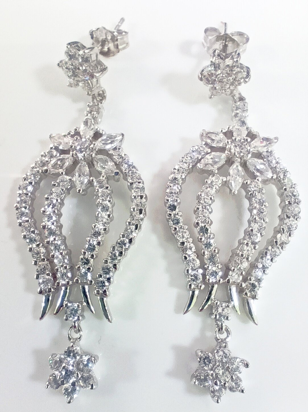 Серьги-пусеты серебряные Эстерелла, проба 925, с фианитами/Ф