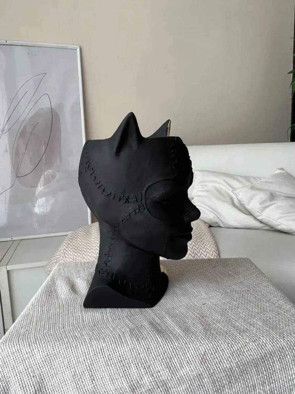 Кашпо Кошка Гипсовая голова Ваза скульптура горшок