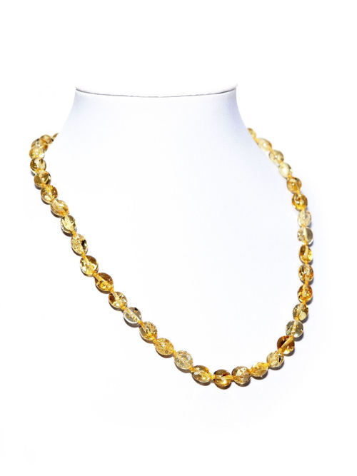 Бусы из янтаря натурального. Длина 45 см, бусины 8 на 5 мм. Янтарные бусы женские лечебные