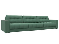 Диван прямой с декором Лига-049 НПБ Лонг, Амур 11 РОГОЖКА зеленый