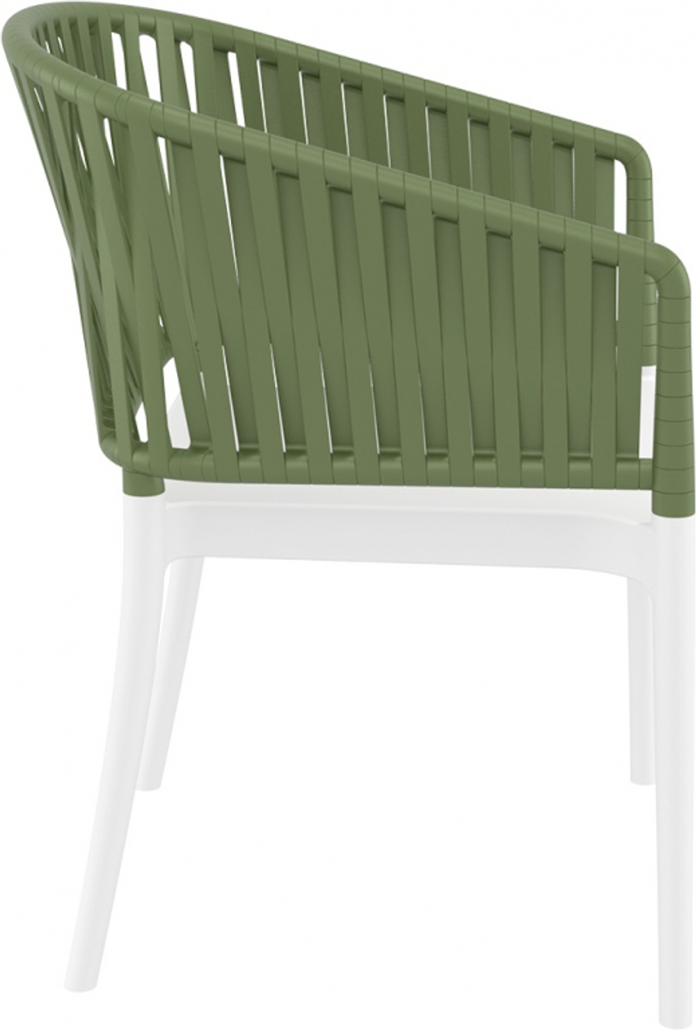 Кресло пластиковое с подушкой Siesta Contract Portofino, белый, оливковый, светло-коричневый