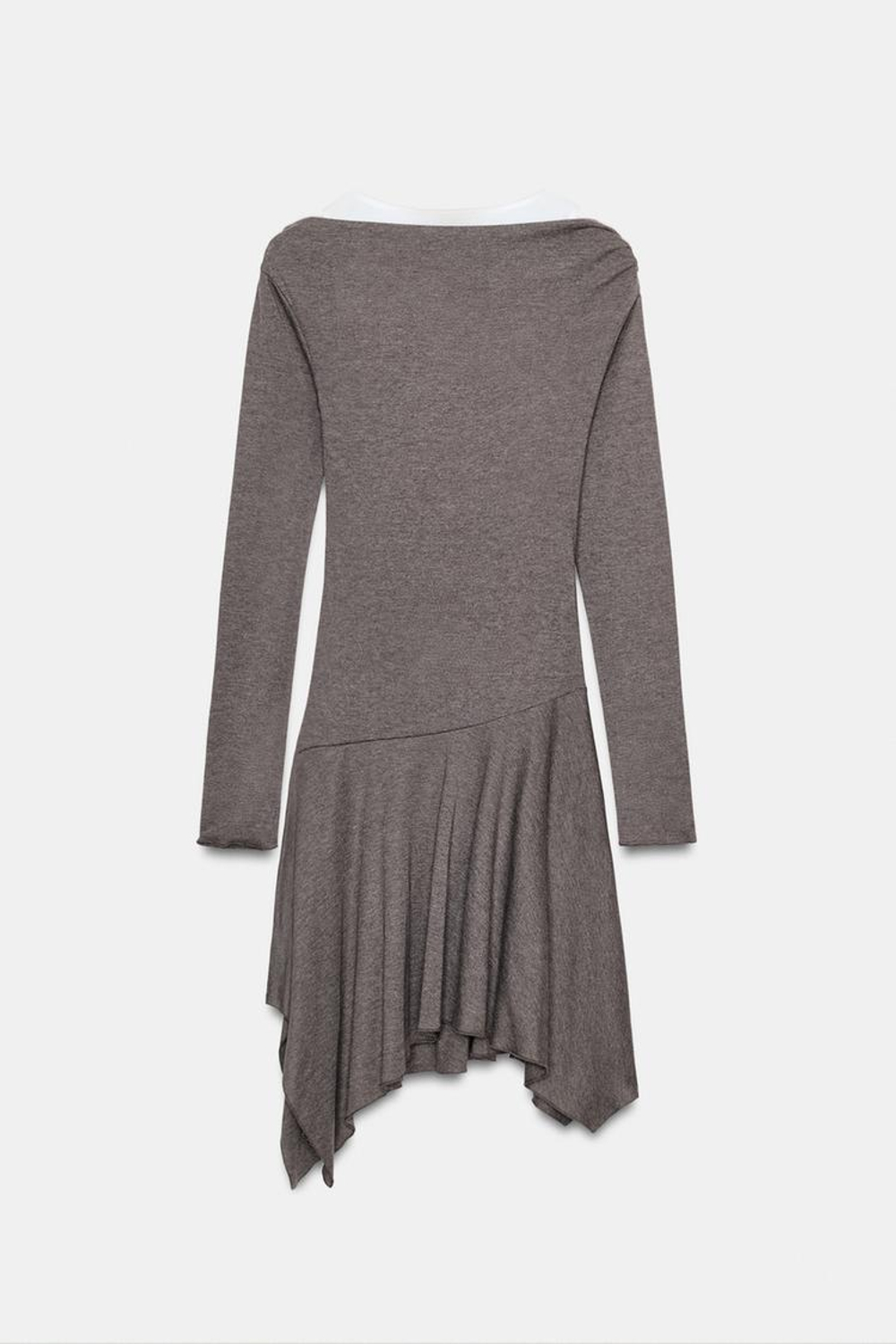 ZARA КОРОТКОЕ ПЛАТЬЕ АСИММЕТРИЧНОГО КРОЯ, КОРИЧНЕВЫЙ МЕЛАНЖ