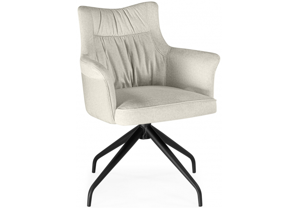 Стул на металлокаркасе Woodville Kaser 360 крутящийся ivory, black, ножки черные