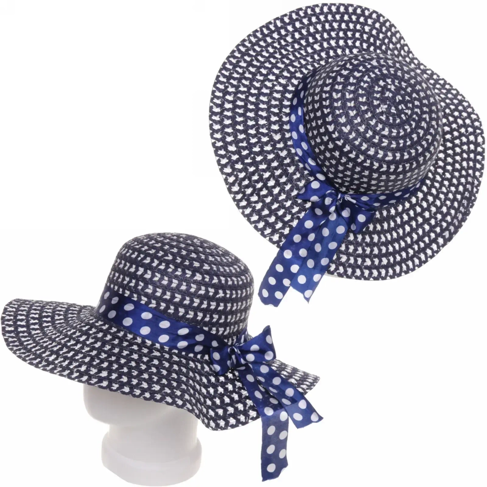 Шляпа женская с широкими полями «Summer», цвет синий, р58, ширина полей 10см