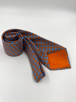 Галстук оранжевый с голубым «Чемоданы» Hermes